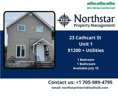 Spacious 1-Bedroom, 1-Bath unit available in a house at 23 Cathcart St. Close to shopping, bus termi...