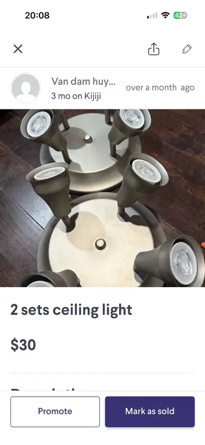 2 sets of ceiling light with light bulbs, View more