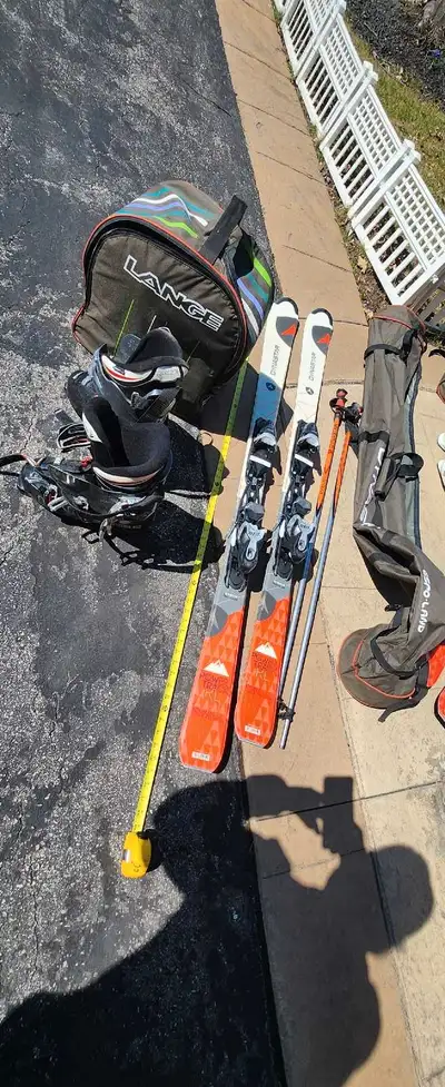 Skis, Ski Boots#26 and Ski Poles &bag etc., View more
