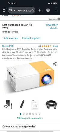 Mini Projector, PVO Portable Projector for Cartoon, Kids Gift, O