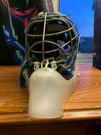  A goalie helmet for street hockey , View more