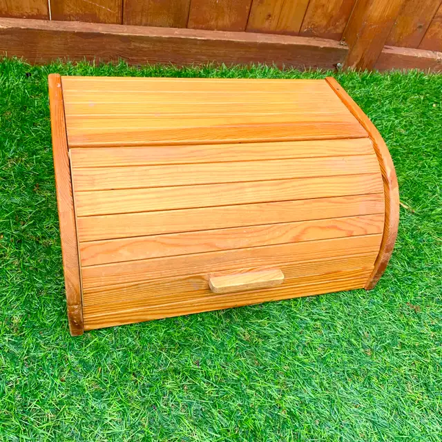 Bread Box Kitchen Storage Countertop Storage Wooden Bread Bin in Kitchen & Dining Wares in Calgary - Image 3