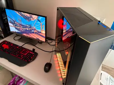 GTX 1080TI gaming PC with monitor, mechanical keyboard and mouse, View more