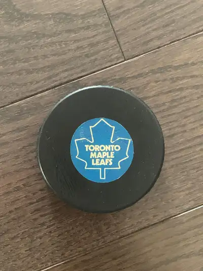 1970’s NHL Toronto Maple Leafs game used hockey puck Vintage, View more