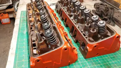 Set of 882 heads. Heads were resurfaced, new guides, new positive seals. 3 angle valve job on seats....
