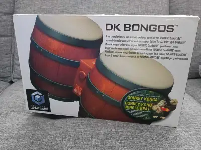 DK Bongos Drum Controller Nintendo Gamecube Genuine OEM Box + Manual + Bongos Complete Very good con...