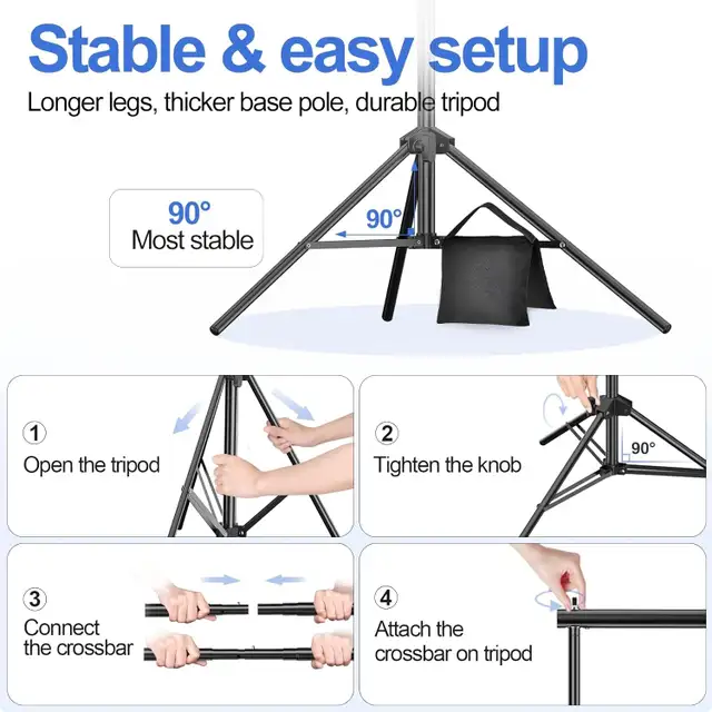 EMART Photography Backdrop Stand Kit, 10x7' Adj, 4 Clamps, Bag in Cameras & Camcorders in London - Image 6
