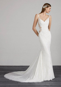 Wedding Dress with Lace and Train (Pronovias)