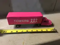 VINTAGE JAPAN MADE TIN TRUCK FEATURING "TOWERS" WHICH IS GONE