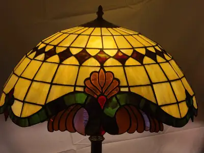 Antique lamp stand and Stained glass shade, View more