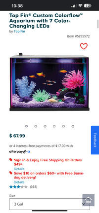 3 gallon easy clean fish tank with 3 month supply new filters