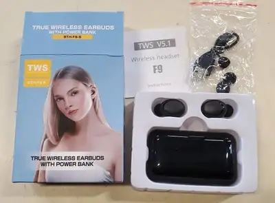 True Wireless Stereo Earbuds with Power Bank (Black), View more