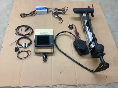 Minn kota fortrex trolling motor 36v 101 thrust connects to hummingbird fish finder/ gps ,also 3 ban...