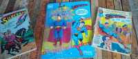 DC Superman Figurine + Two Older Superman Comic Books