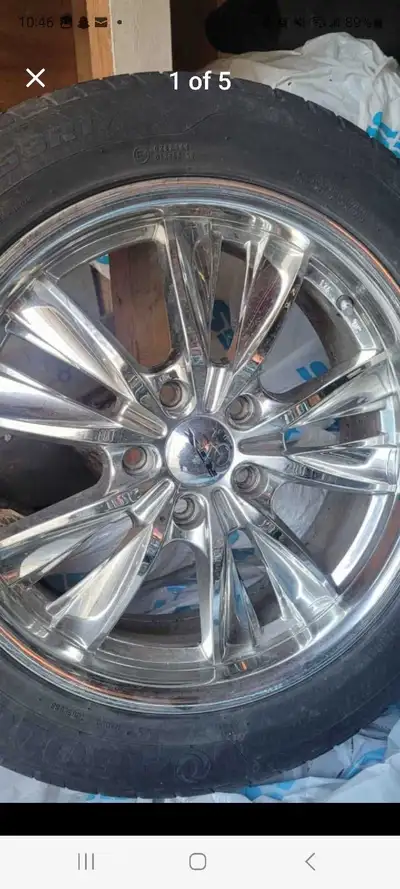 Mazda 6, Crome Rims. Good as new. Tires have been used a few seasons. All 4 are sensors.. Size is in...