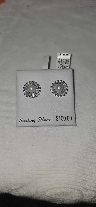 Sterling Silver Pearl Earrings, View more