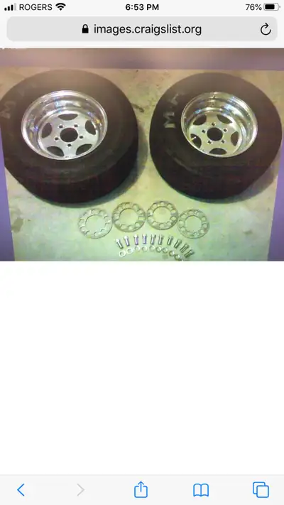 For the show or the track. If you have too much horsepower you need these. Two rims with slicks, exc...