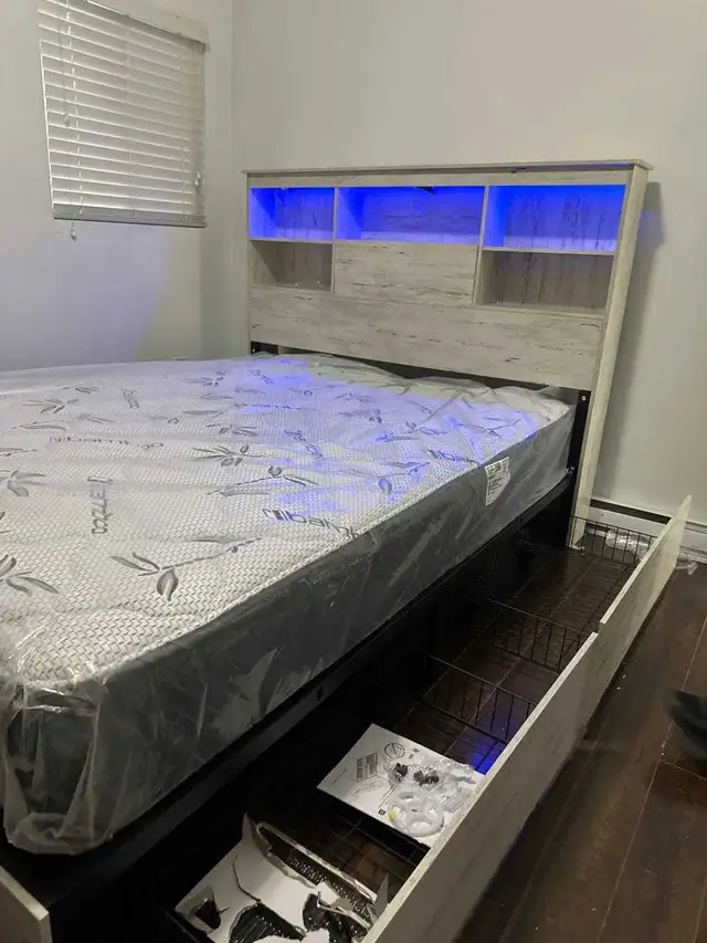 Queen size Bedframe with mattress available for sale  in Beds & Mattresses in Richmond - Image 2