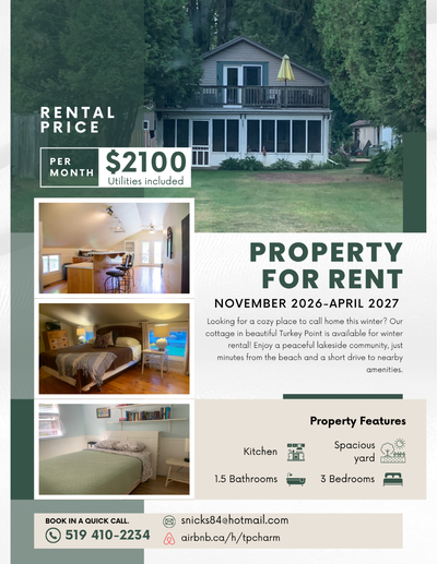 Cozy Turkey Point cottage for winter rental.