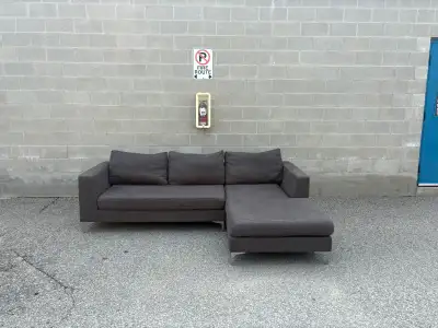 Grey L Shaped Sectional Couch with Chaise - Free Delivery, View more