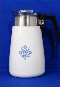 Vintage Corning ware Coffee Pot/Carafe Blue Cornflower Pattern
