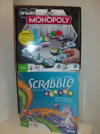 2 NEW Board Games – Monopoly + Jr. Scrabble Game