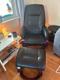 Black Recliner Chair with Ottoman