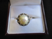 Pandora Sterling Silver Pearl Cubic Zirconia Ring Stamped