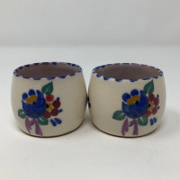 Pair Vintage England Poole Floral Egg Cups