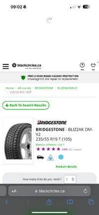 Bridgestone Winter Tire 235/55R/19 Almost New