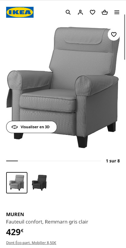 Fauteuil inclinable Ikea (Muren gris clair) | Chaises, Fauteuils  inclinables | Ville de Montréal | Kijiji