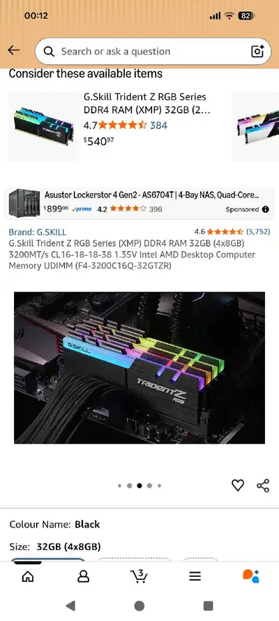 G.SKILL TRIDENT Z RGB DDR4 32GB, View more