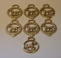 Vintage Solid Horse Brass Horse Medallion Set