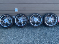 22” chrome aluminum rims with nitto 555g2 tires