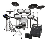 Roland V-Drums TD-25 w/ TD-30KV Upgrades, Amp, Hat Stand, Throne
