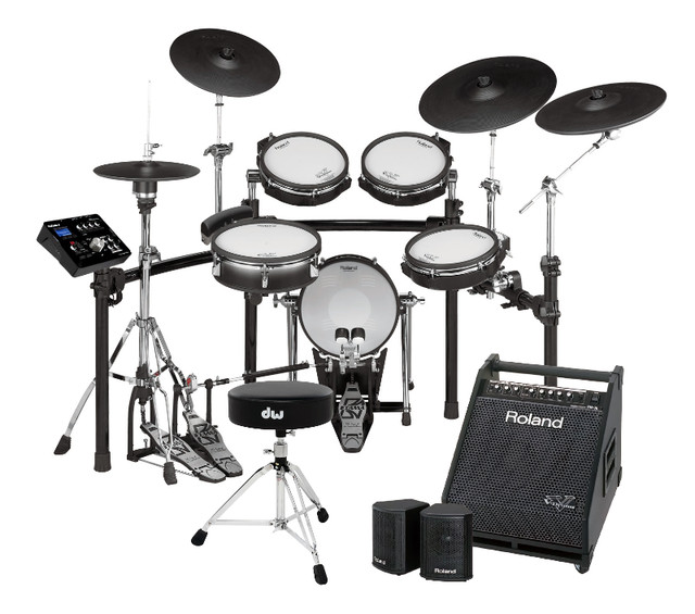 Roland V-Drums TD-25 w/ TD-30KV Upgrades, Amp, Hat Stand, Throne in Drums & Percussion in Windsor Region - Image 2