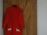 Yukon/Alaska red virgin wool parka wintercoat