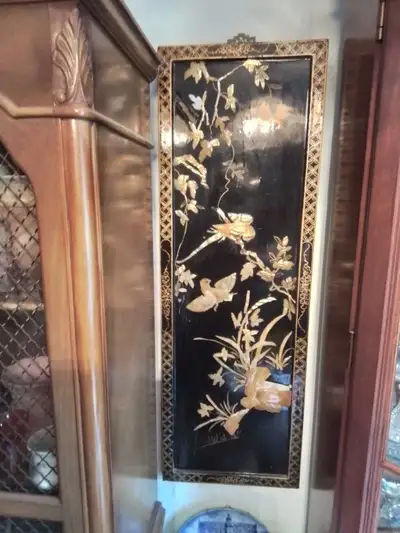 Chinese Lacquer Mother-of-Pearl Wall Panel, View more