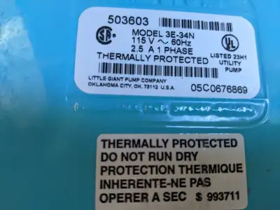 Hi new in Box little giant pump 3E-34N #503603 its 115 volt and has a 10ft Cord. Selling at half the...