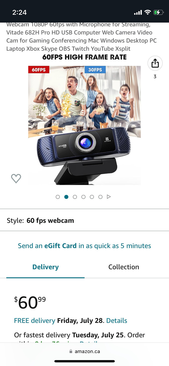 Vitade webcam 1080P 60fps - with Microphone for Streaming. dans Souris, claviers et webcaméras  à Ville de Montréal - Image 4