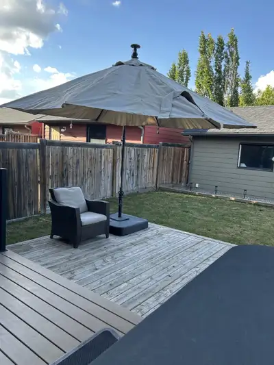 Patio Umbrella & Wicker Chair, View more