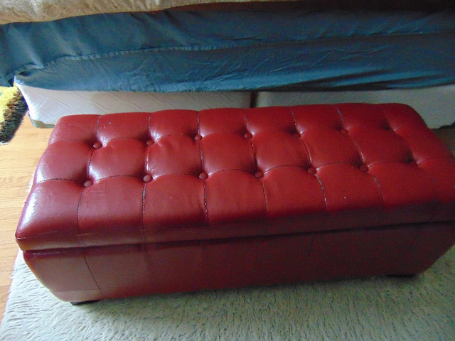 Red Leather Blanket Bench in Chairs & Recliners in Kingston