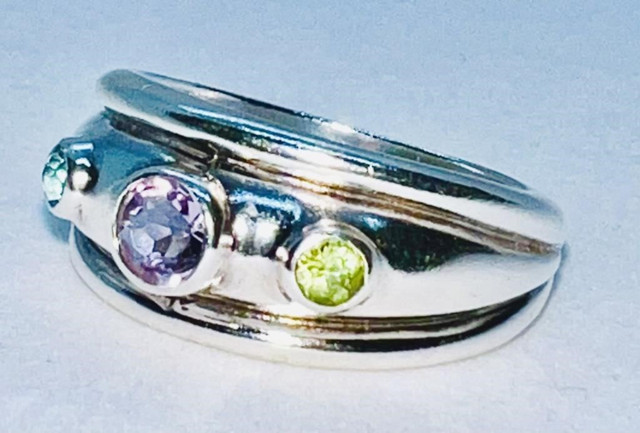 925 Sterling Silver Multi Gemstone Ring (Natural Amethyst, etc. in Jewellery & Watches in Gatineau