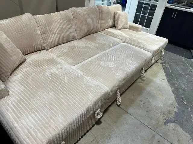 Grab It Now Corduroy Sectional Sofa Bed with Double Storage Chai in Couches & Futons in Kingston - Image 3
