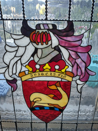 Hand crafted Coat of arms stained glass pane.