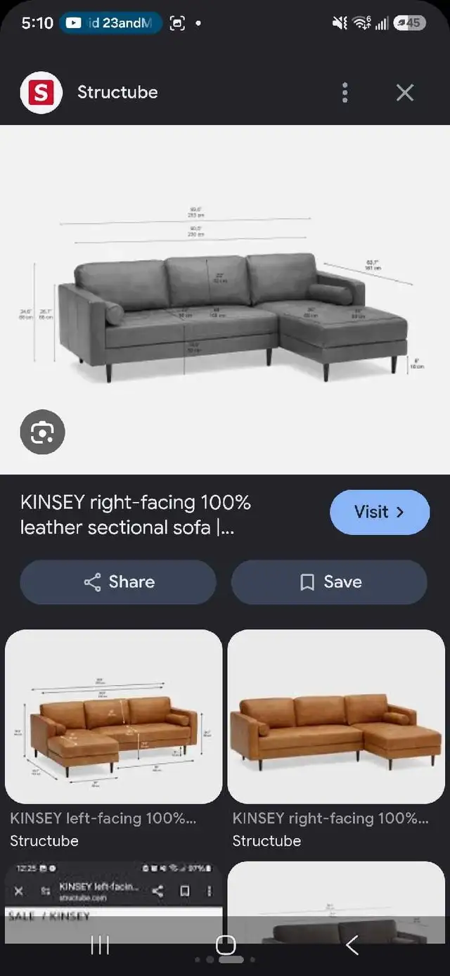 Structube Kinsey Sectional in Couches & Futons in Oakville / Halton Region - Image 4