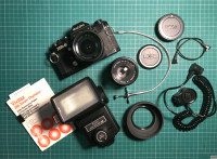 Ricoh 35mm Vintage Film Camera Kit w/ Ricoh Lenses and Flash