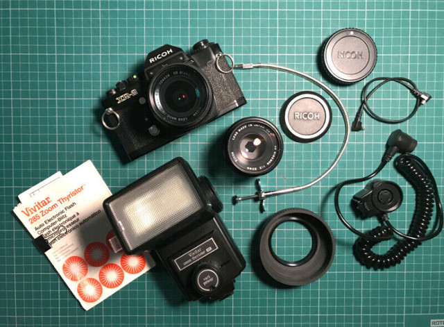 Ricoh 35mm Vintage Film Camera Kit w/ Ricoh Lenses and Flash in Cameras & Camcorders in St. Catharines