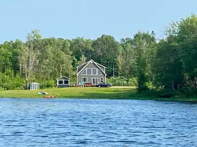 2-bedroom 2015 house on Spednic Lake. Over 2 acres, 100 feet waterfront, 600 metres from the border...