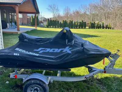 Up for sale we have a 2016 Seadoo Spark 2 up on new triton trailer under 500 km on the trailer. Won’...